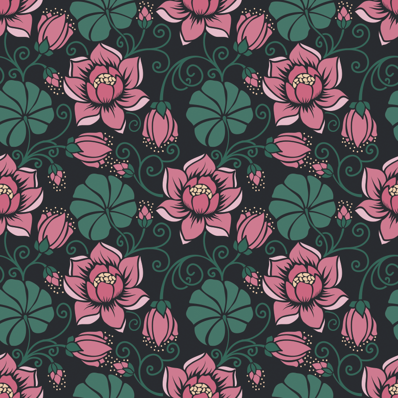 Vinyl teppich blumen mit blühenden ranken - TenStickers