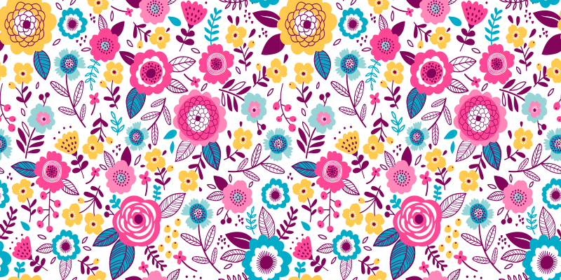 Vinyl teppich blumen kallax in pink mit blumen - TenStickers
