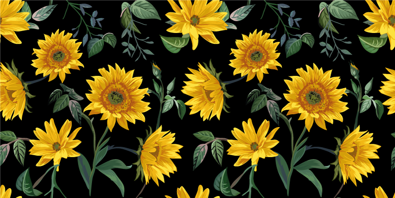 Vinyl teppich blumen mit vintage sonnenblumen - TenStickers