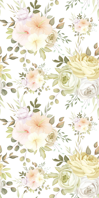Vinyl teppich blumen mit schönem nahtlosem muster - TenStickers