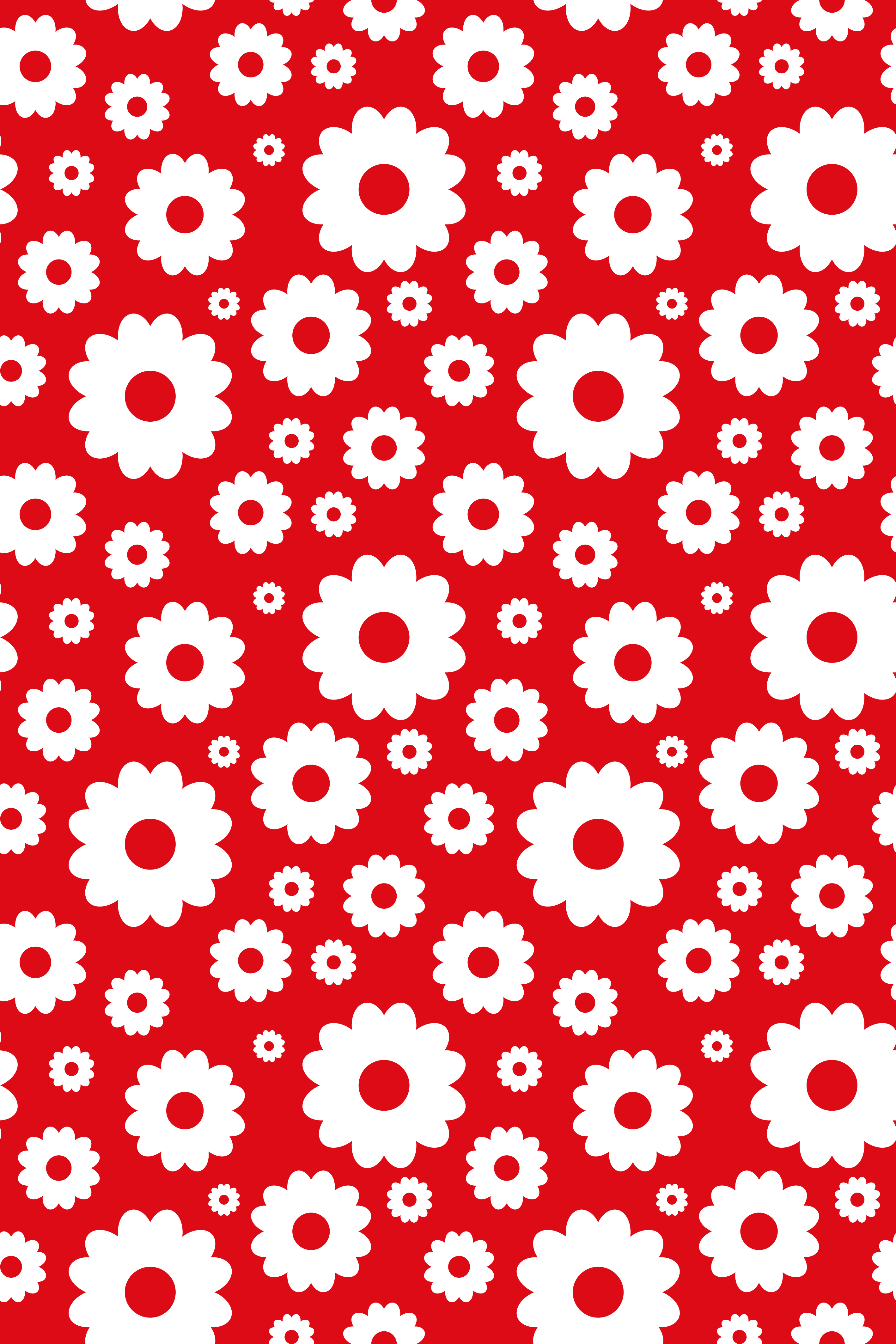 Vinyl teppich blumen in weiß und rot mit gänseblümchen - TenStickers