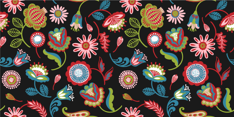 Vinyl teppich blumen mit buntem volksmuster - TenStickers