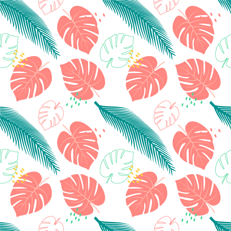Vinyl teppich blumen mit pinken tropischen blättern - TenStickers