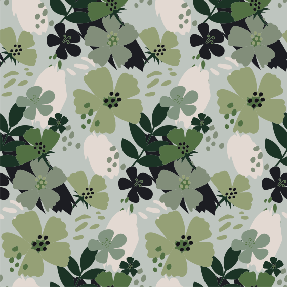 Vinyl teppich blumen in grüntönen mit blättermuster - TenStickers