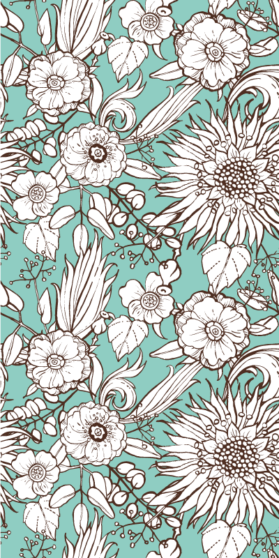 Vinyl teppich blumen mit sonnenblumenmuster - TenStickers