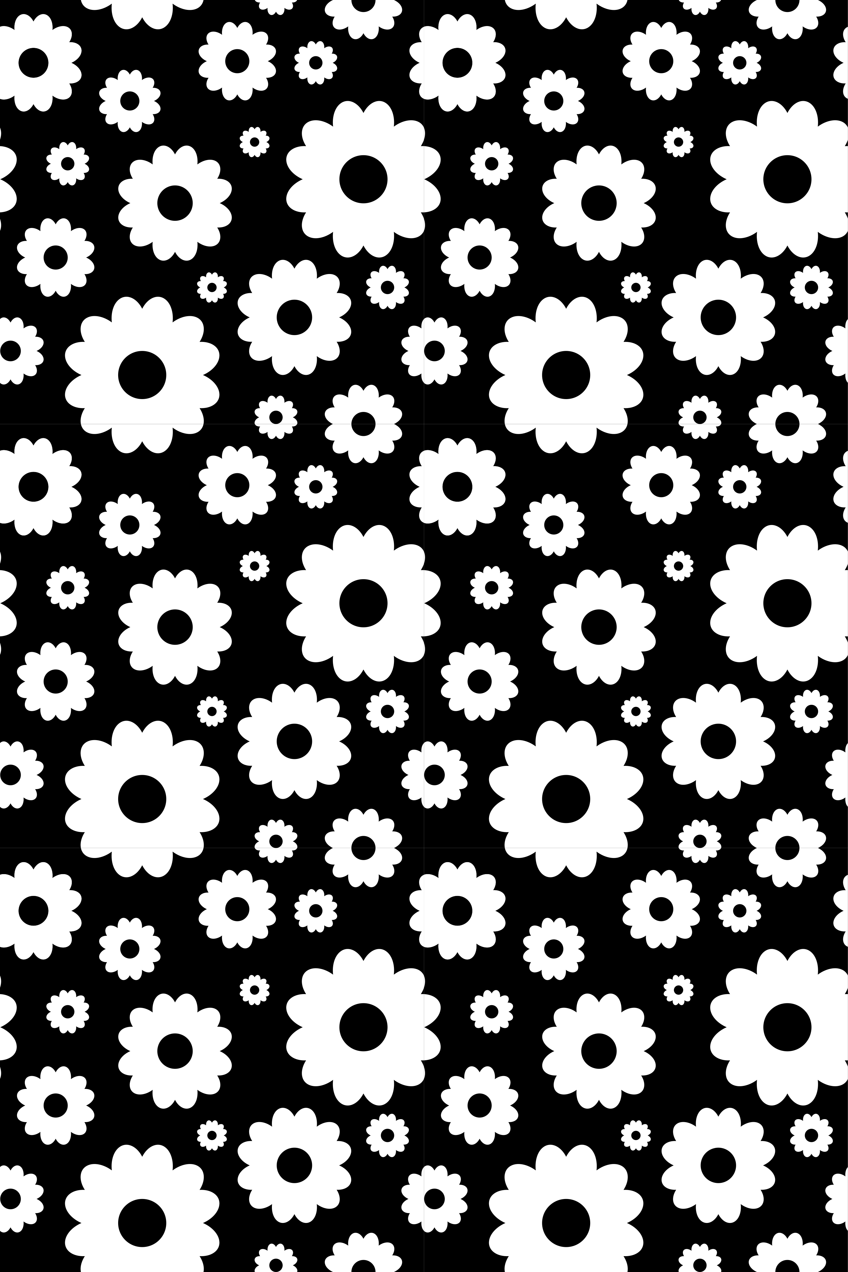 Vinyl teppich blumen in schwarz-weiß gänseblümchen - TenStickers
