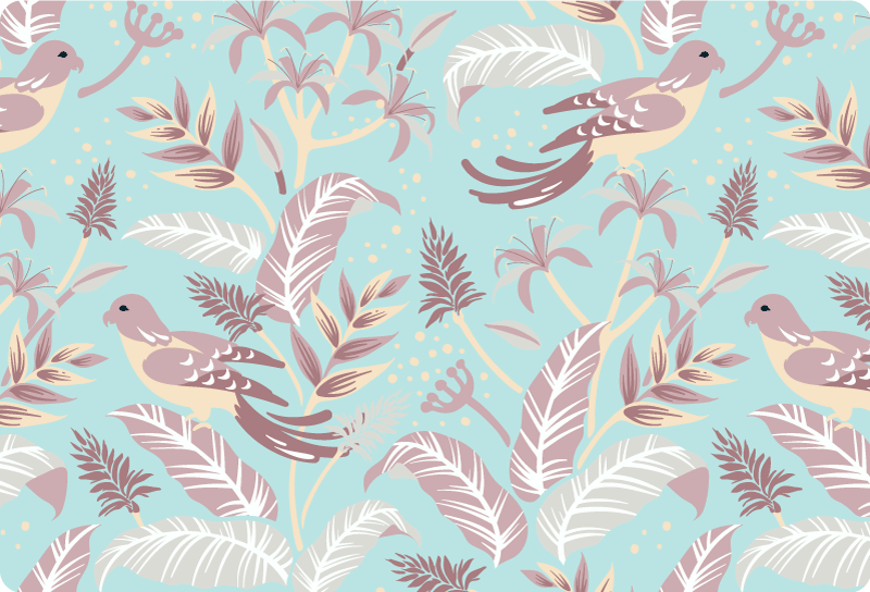 Vinyl teppich blumen in blau und rosa muster - TenStickers