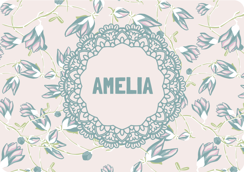 Vinyl teppich blumen blätter und name - TenStickers