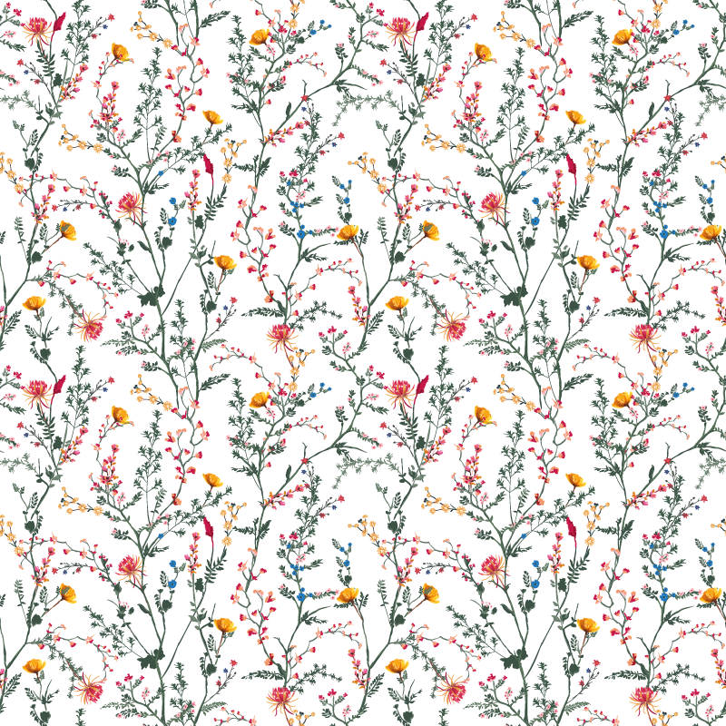 Vinyl teppich blumen dünne minimalistische gartenblumen - TenStickers