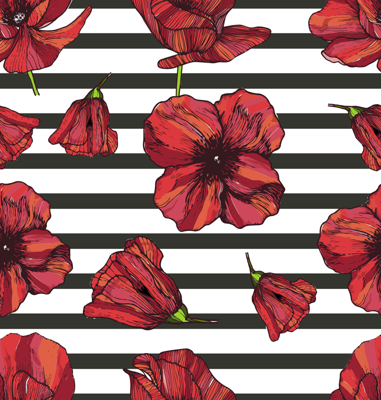 Vinyl teppich blumen polnische mohnblumen - TenStickers