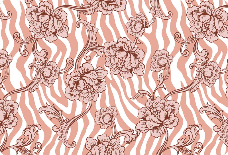 Vinyl teppich blumen zebra-design mit korallenblüten laptop - TenStickers