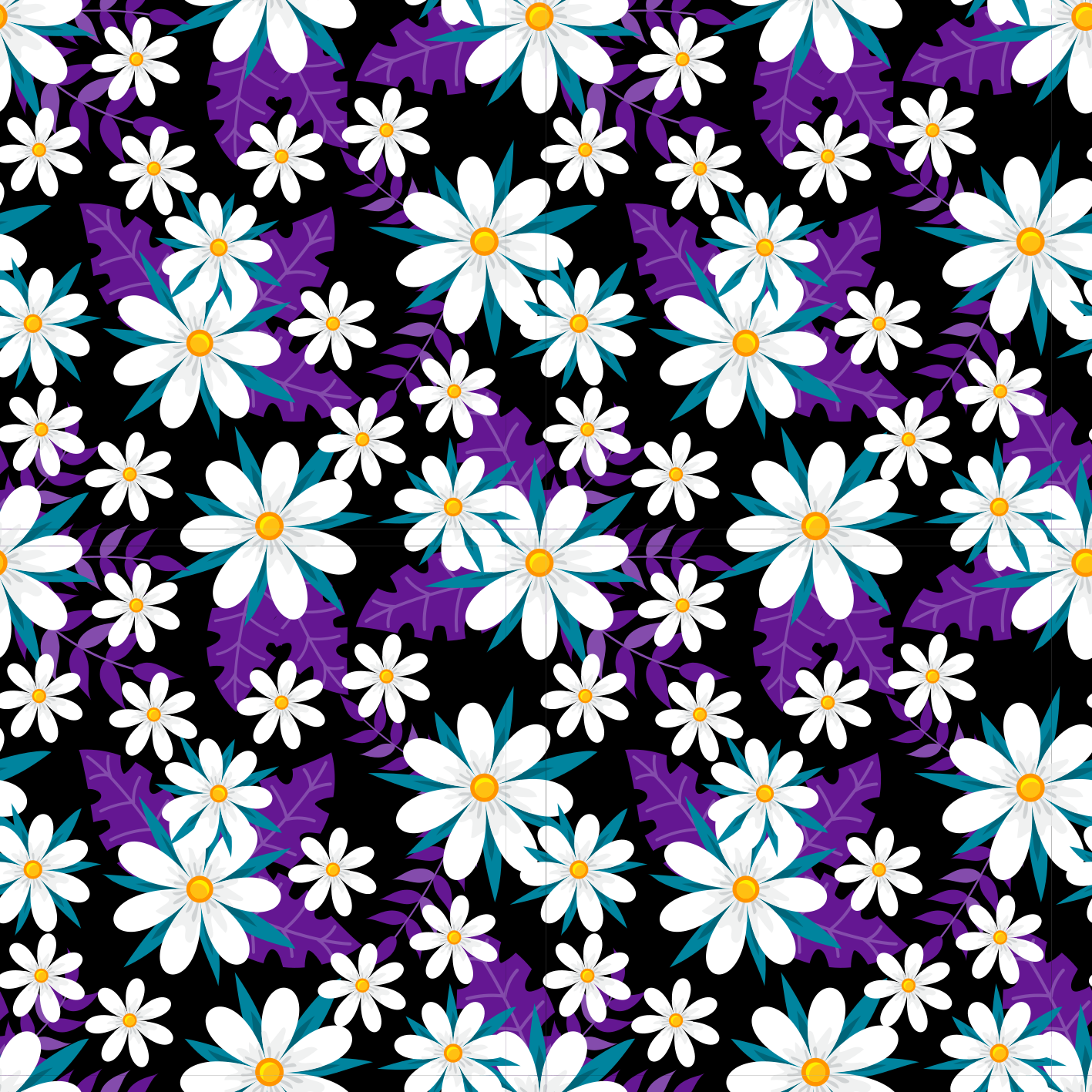 Vinyl teppich blumen auf schwarzem hintergrund - TenStickers