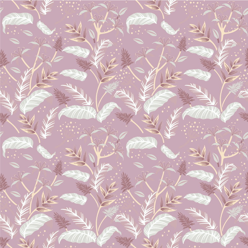 Vinyl teppich blumen im vintage pinken blätterdesign - TenStickers