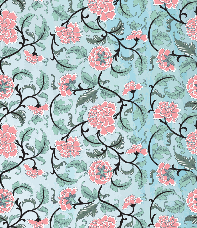 Vinyl teppich blumen mit japanischen blumenmotiv - TenStickers