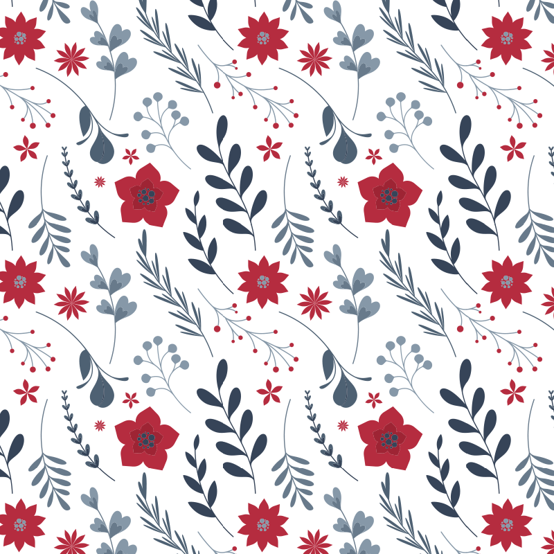 Vinyl teppich blumen in weiß und rot - TenStickers
