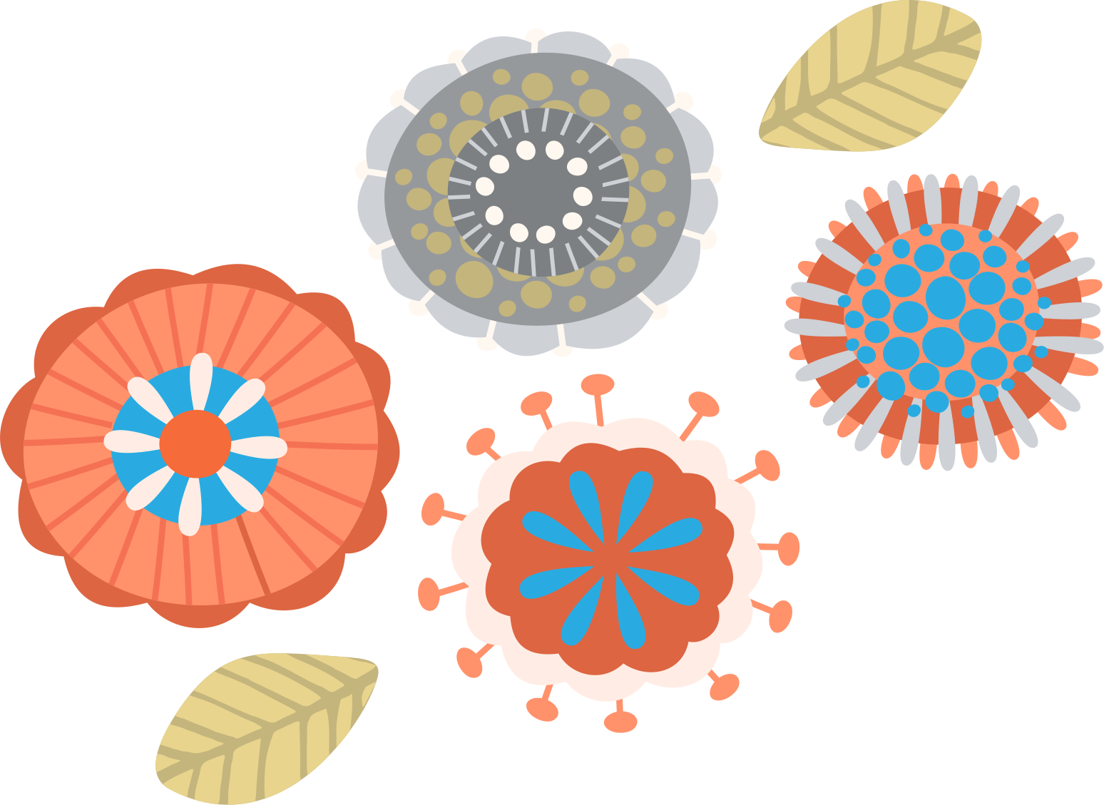 Vinyl teppich blumen in bunten blumenformen - TenStickers