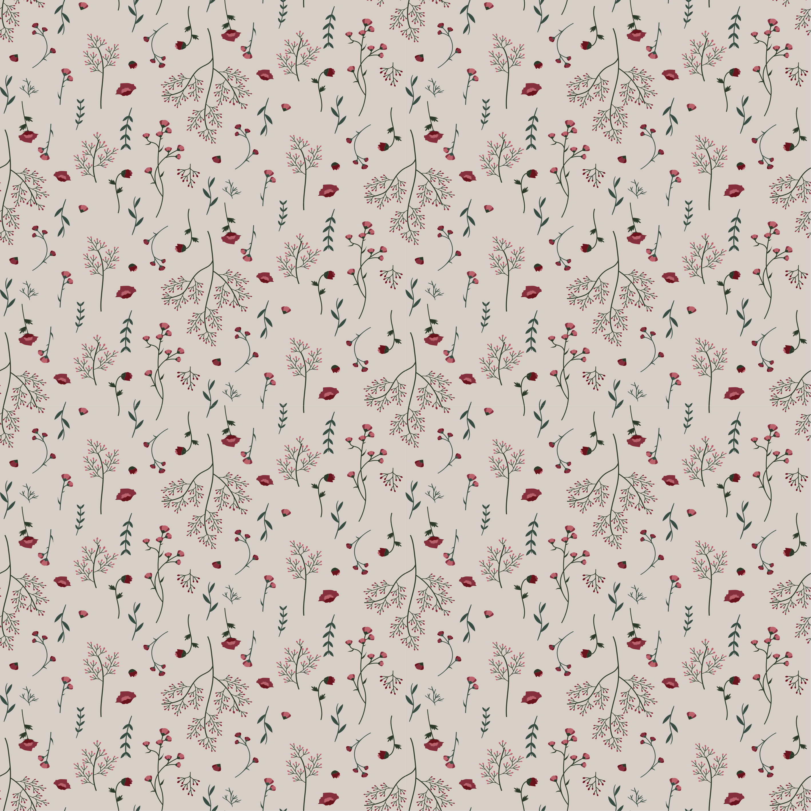 Vinyl teppich blumen minimalistisches rotes muster - TenStickers