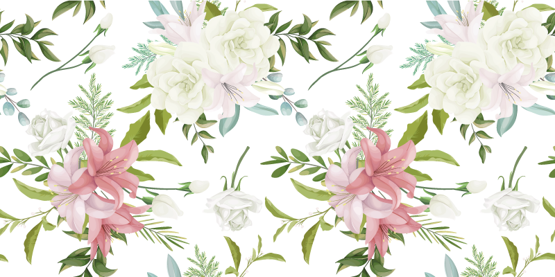 Vinyl teppich blumen im minimalistischen gartenstil - TenStickers