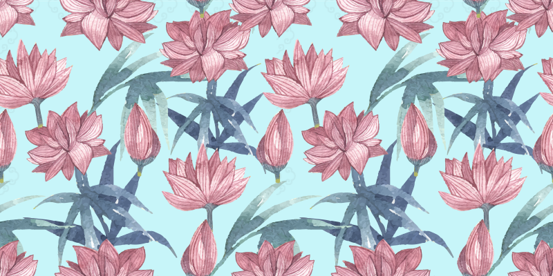 Vinyl teppich blumen in blauen aquarellblüten - TenStickers