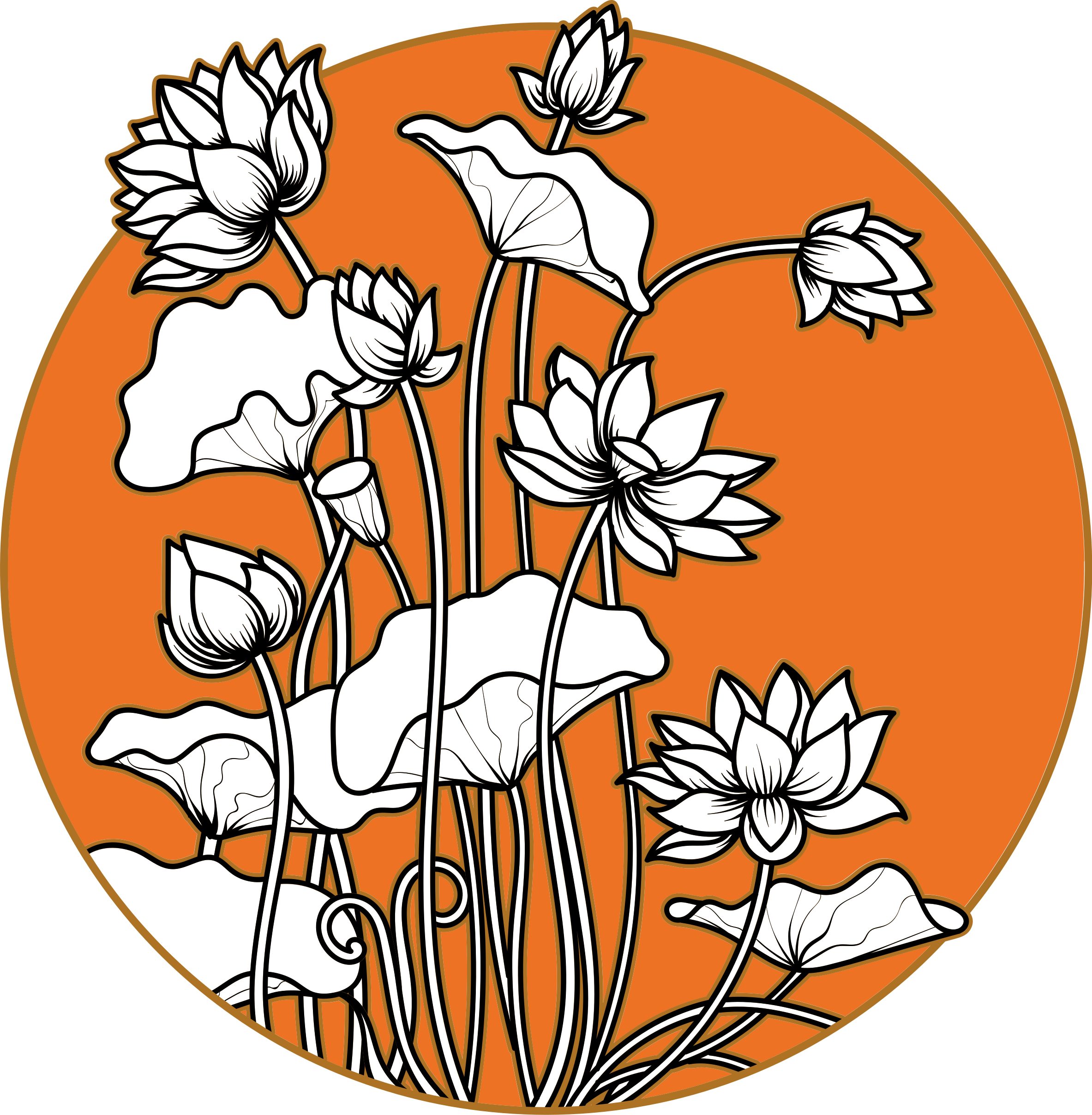 Vinyl teppich blumen mit japanischer lotusillustration - TenStickers