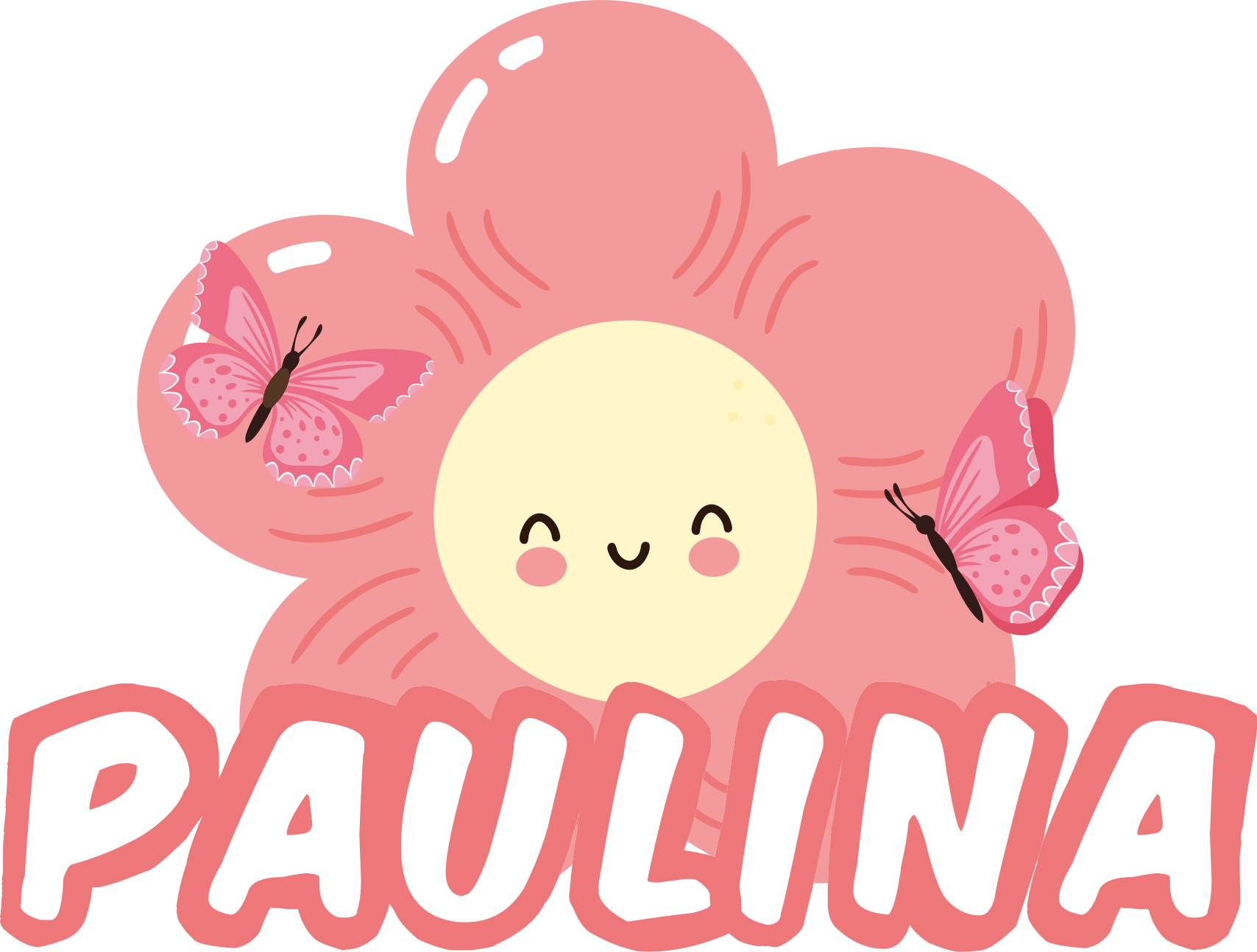 Vinyl teppich blumen mit namen und schmetterling - TenStickers