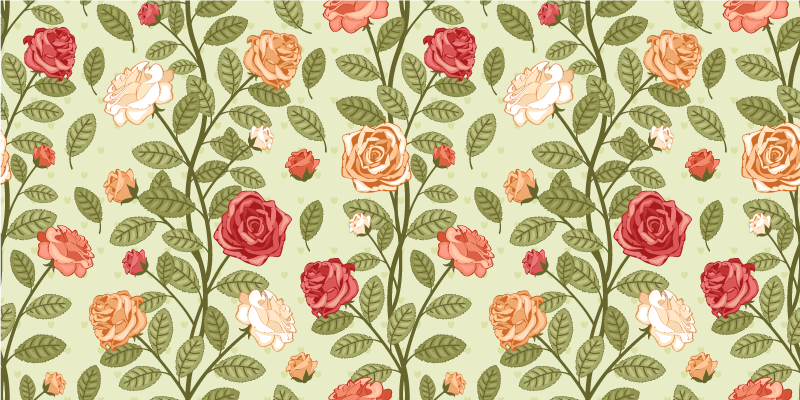 Vinyl teppich blumen im set mit vintage rosen - TenStickers
