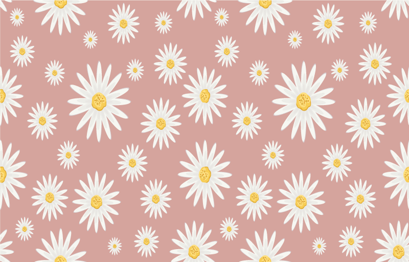 Vinyl teppich blumen im niedlichen rosa gänseblümchenmuster - TenStickers