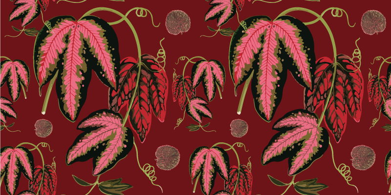 Vinyl teppich blumen rote maranta warme farben - TenStickers