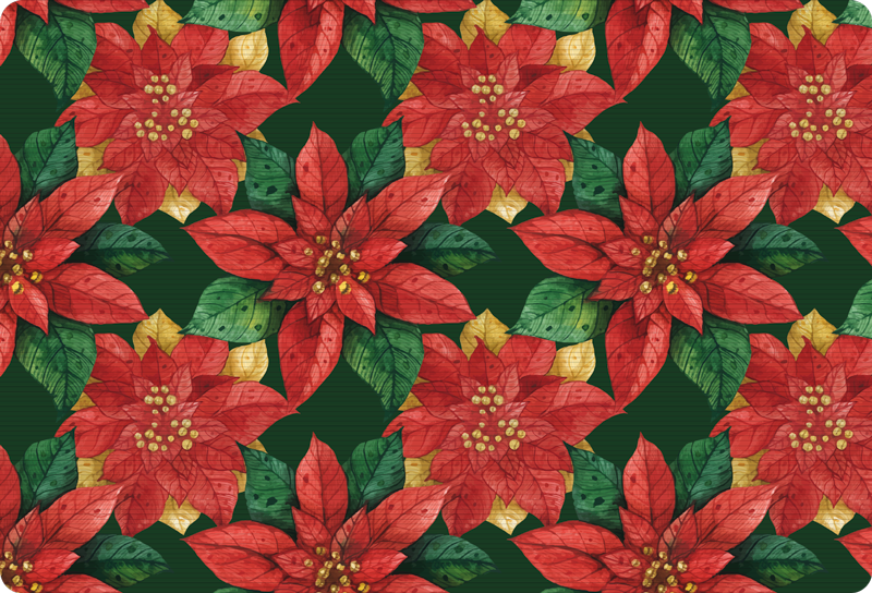 Vinyl teppich blumen mit schönem weihnachtsmuster rot und grün - TenStickers