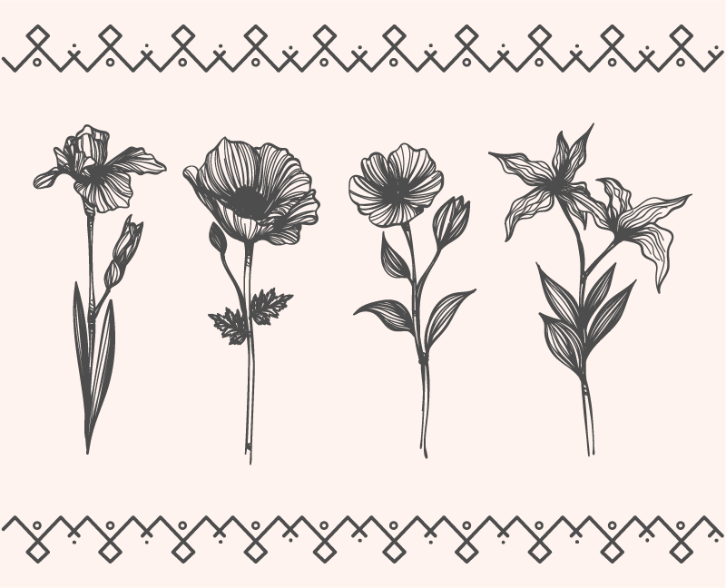 Vinyl teppich blumen realistische vintage botanik - TenStickers