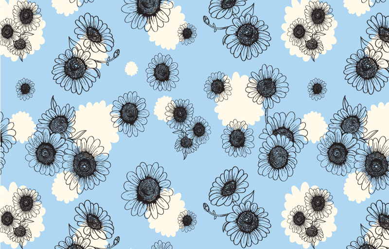 Vinyl teppich blumen nahtlos modernes muster gänseblümchen - TenStickers