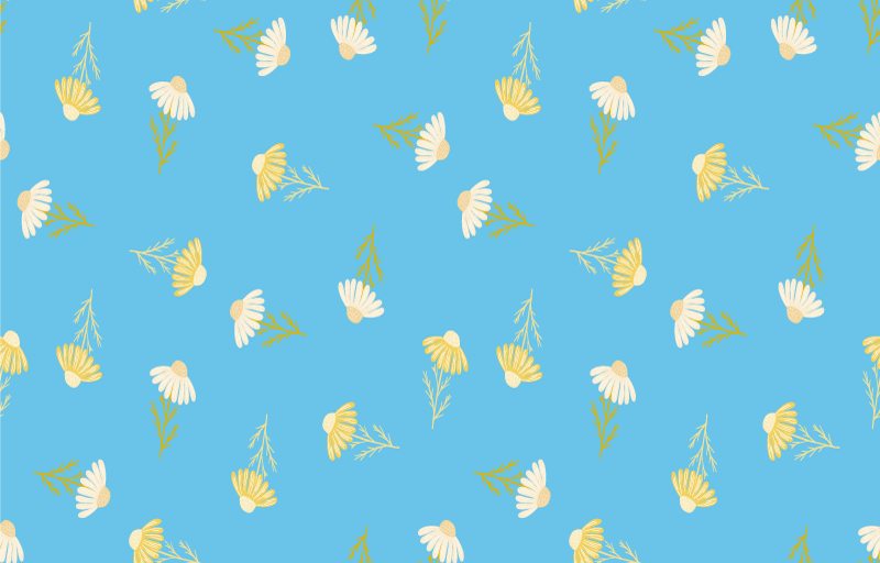 Vinyl teppich blumen mit gänseblümchen muster blau - TenStickers