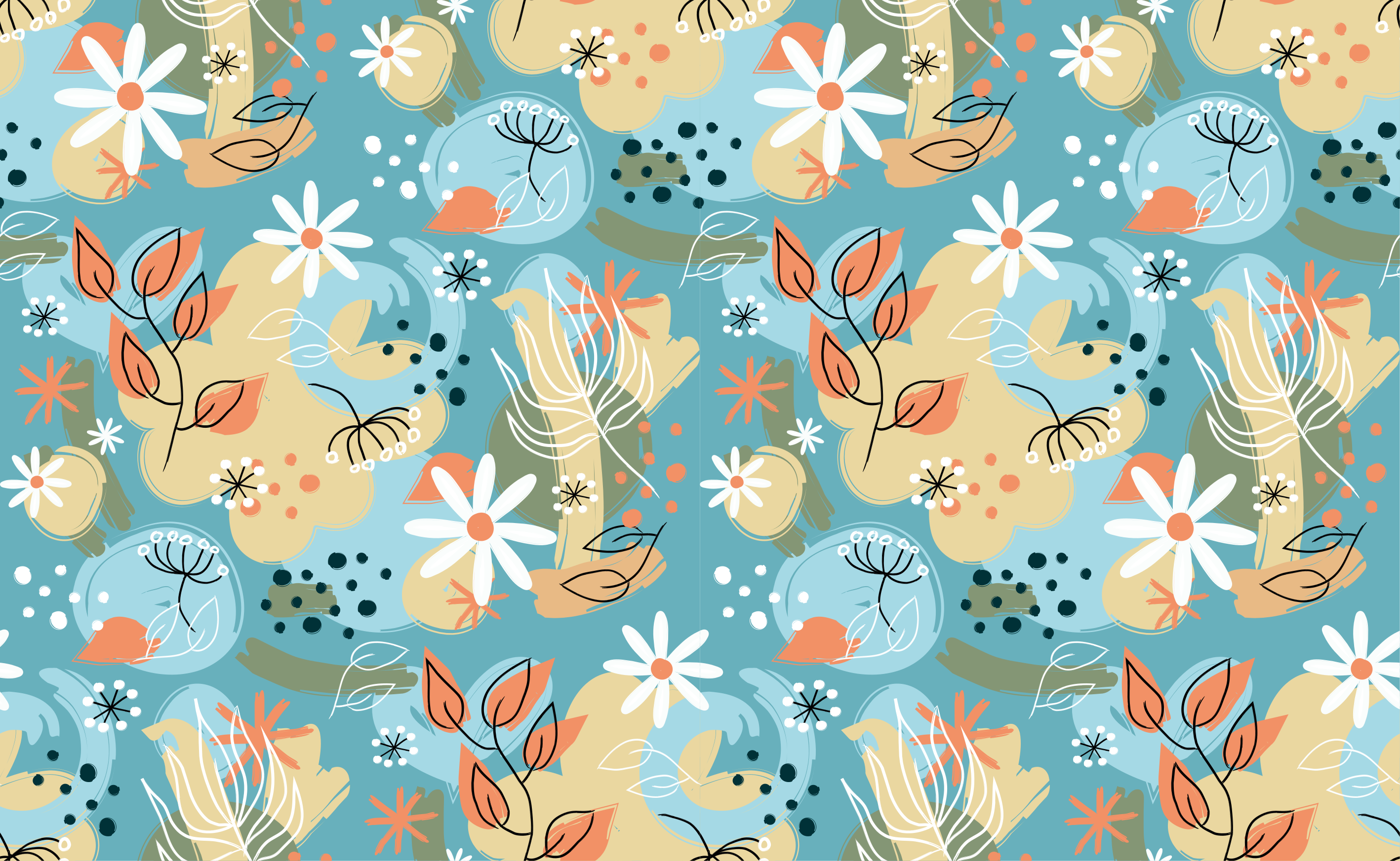 Vinyl teppich blumen abstrakter flacher hintergrund - TenStickers