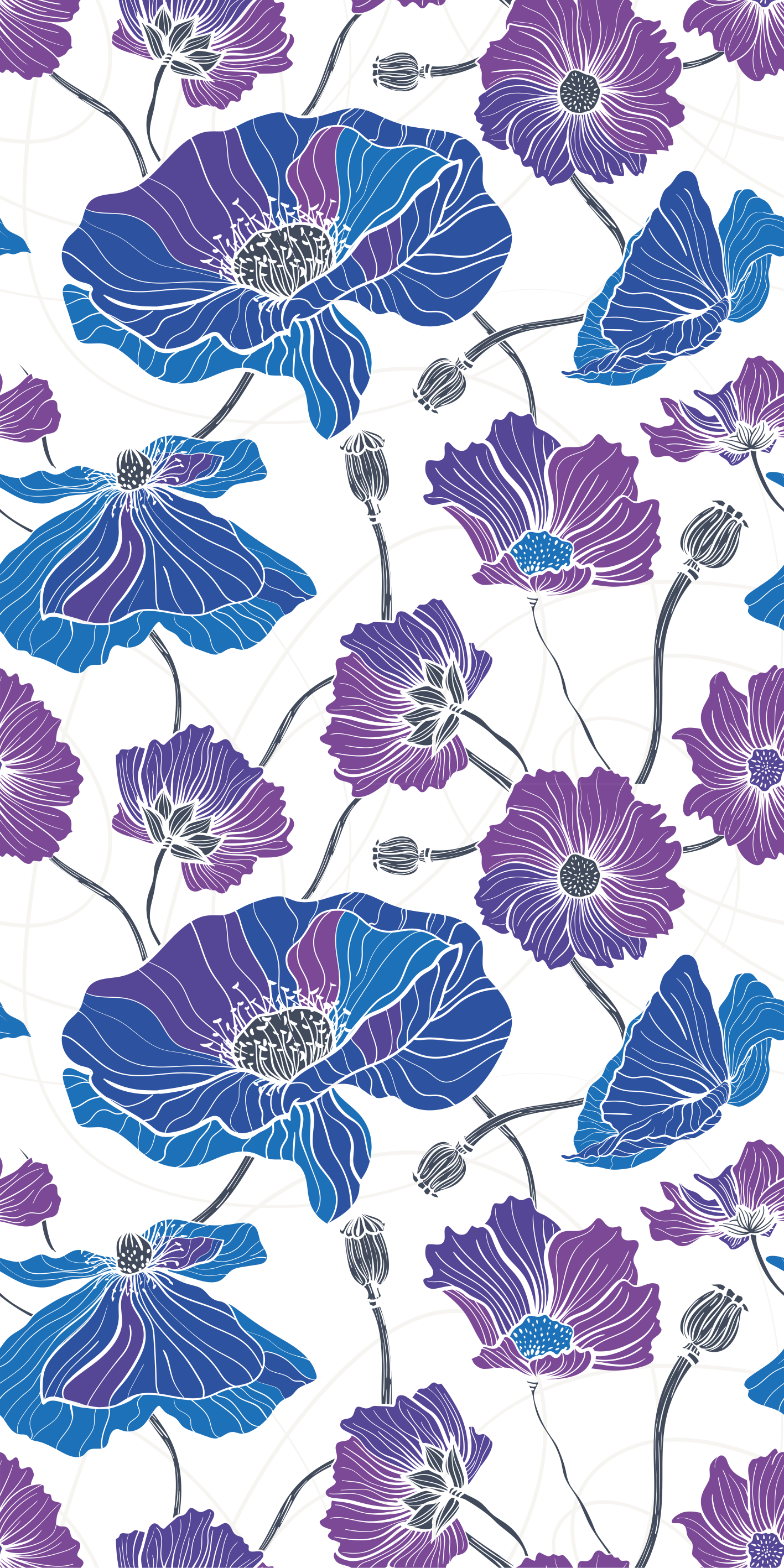 Vinyl teppich blumen in blau und lila - TenStickers