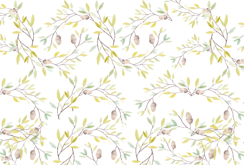 Vinyl teppich blumen im original aquarell blattmuster - TenStickers