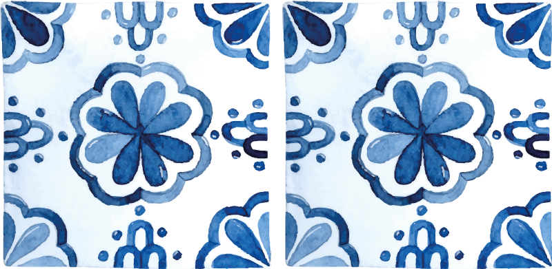 Vinyl teppich esszimmer mit floralen zementfliesen-mustern - TenStickers