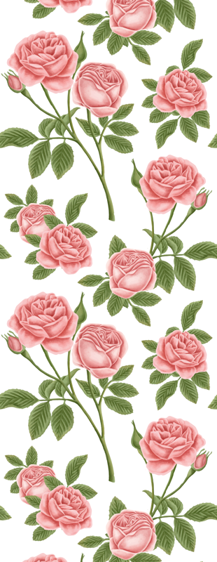 Vinyl teppich küche blumenmuster rosen - TenStickers