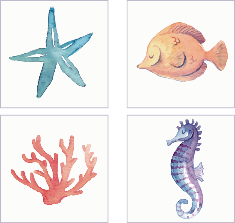 Vinyl teppich bad mit meereslebewesen - TenStickers