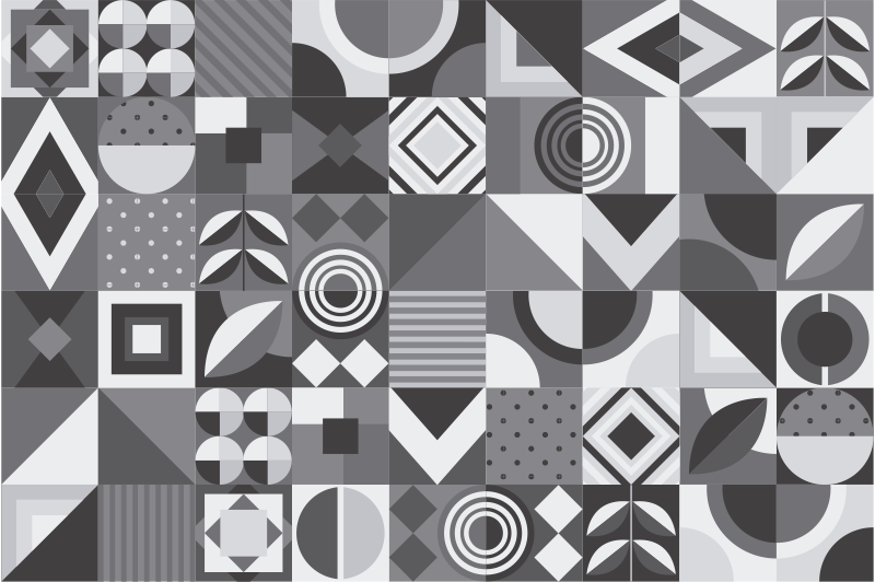 Vinyl teppich bad in grauen geometrischen fliesen - TenStickers