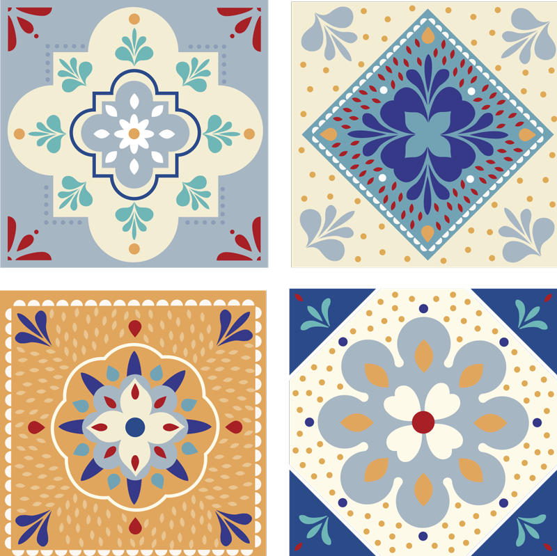 Vinyl teppich bad in bunter farbpalette - TenStickers