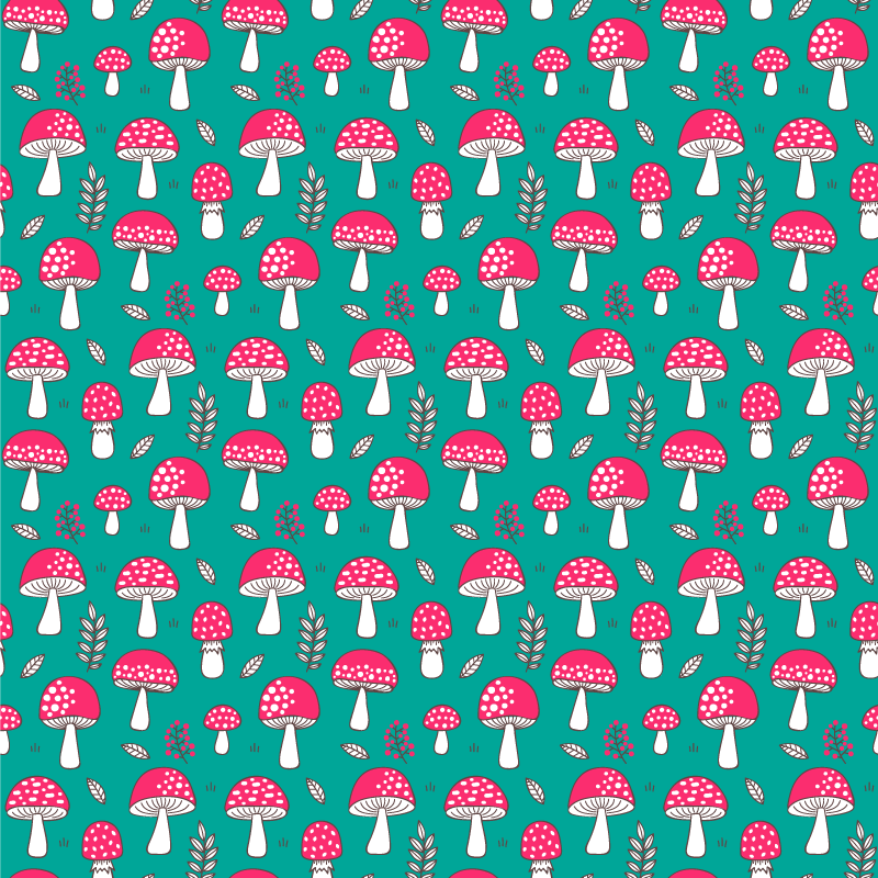 Vinyl teppich blumen klassische pilze auf türkis - TenStickers