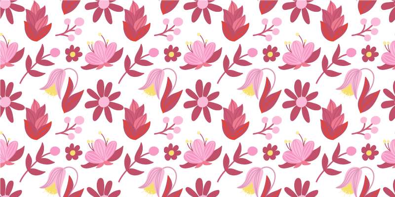 Vinyl teppich blumen in rot polnischer volkskunst - TenStickers
