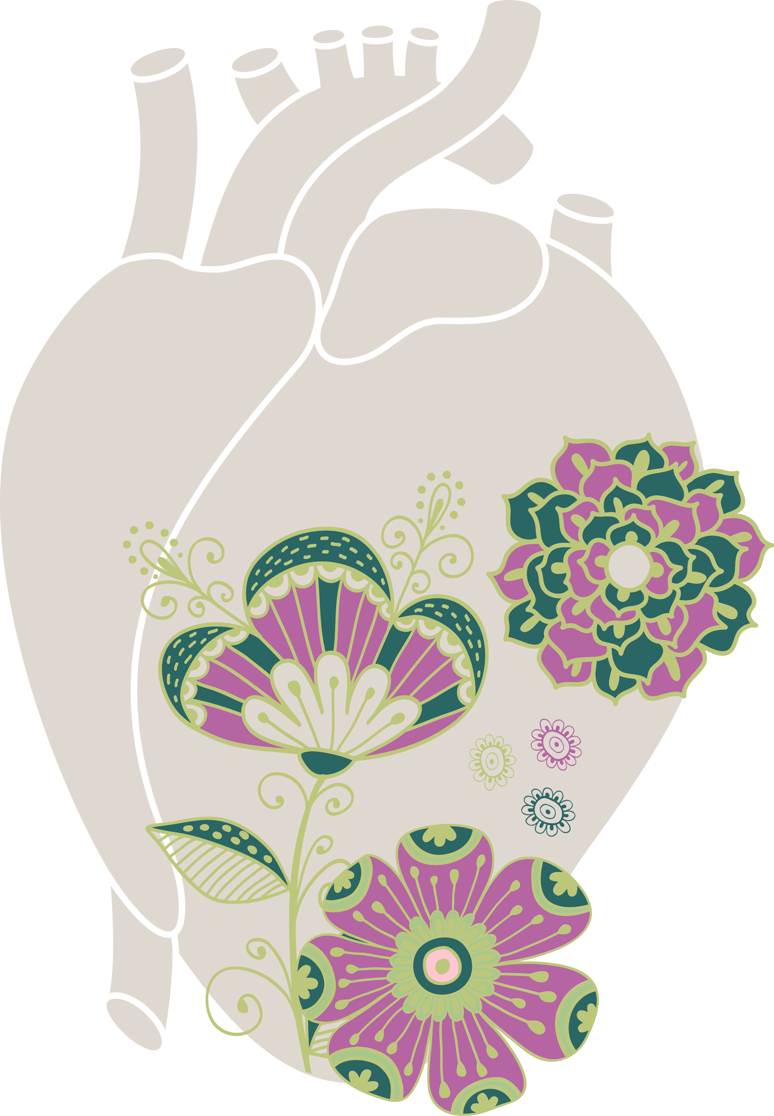 Vinyl teppich blumen anatomisches herz mit roten blumen - TenStickers