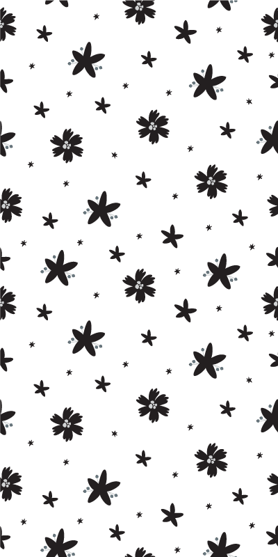 Vinyl teppich blumen schwarz-weißes blumenmuster - TenStickers