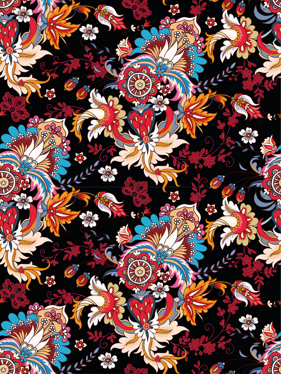 Vinyl teppich blumen bunte moderne ethno kunst - TenStickers