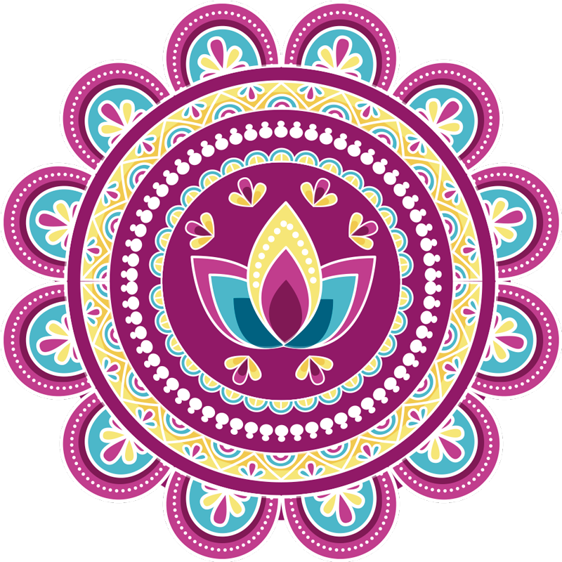 Vinyl teppich blumen buntes lotus mandala - TenStickers