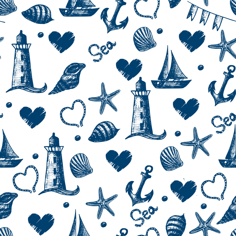 Vinyl teppich blumen nautisches muster - TenStickers