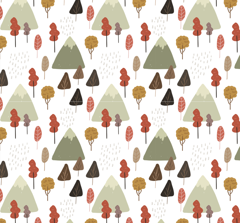 Vinyl teppich blumen mit verspielten baummustern - TenStickers