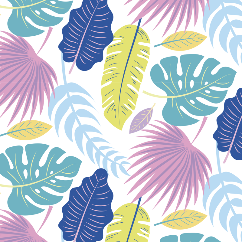 Vinyl teppich blumen mit bunten blattmustern - TenStickers