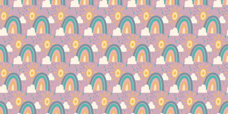 Vinyl teppich blumen verspielt bunte regenbögen - TenStickers